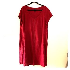 Eileen Fischer Burgundy Linen Dress, XL